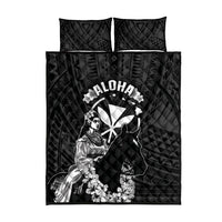 Hawaii King Kamehameha Day Parade Quilt Bed Set With Pa'u Riders Plumeria Kakau Tribal Pattern