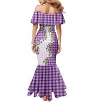 Violet Hawaii Palaka Family Matching Mermaid Dress and Hawaiian Shirt Maile Pikake Honohono Orchid Lei LT05 - Polynesian Pride