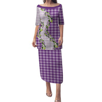 Violet Hawaii Palaka Family Matching Puletasi and Hawaiian Shirt Maile Pikake Honohono Orchid Lei LT05 Mom's Dress Violet - Polynesian Pride