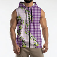 Violet Hawaii Palaka Sleeveless Zip Hoodie Maile Pikake Honohono Orchid Lei LT05 - Polynesian Pride