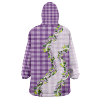Violet Hawaii Palaka Wearable Blanket Hoodie Maile Pikake Honohono Orchid Lei LT05 - Polynesian Pride
