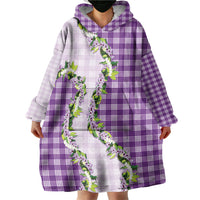 Violet Hawaii Palaka Wearable Blanket Hoodie Maile Pikake Honohono Orchid Lei LT05 - Polynesian Pride
