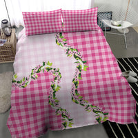 Pink Hawaii Palaka Bedding Set Maile Pikake Honohono Orchid Lei