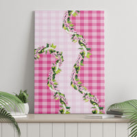 Pink Hawaii Palaka Canvas Wall Art Maile Pikake Honohono Orchid Lei