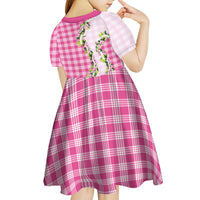 Pink Hawaii Palaka Kid Short Sleeve Dress Maile Pikake Honohono Orchid Lei LT05 - Polynesian Pride