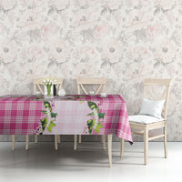 Pink Hawaii Palaka Tablecloth Maile Pikake Honohono Orchid Lei
