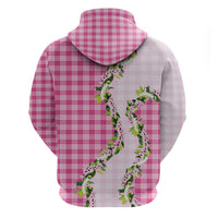 Pink Hawaii Palaka Zip Hoodie Maile Pikake Honohono Orchid Lei LT05 - Polynesian Pride