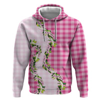 Pink Hawaii Palaka Zip Hoodie Maile Pikake Honohono Orchid Lei LT05 Pullover Hoodie Pink - Polynesian Pride