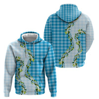 Blue Hawaii Palaka Hoodie Maile Pikake Honohono Orchid Lei