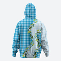 Blue Hawaii Palaka Hoodie Maile Pikake Honohono Orchid Lei