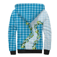 Blue Hawaii Palaka Sherpa Hoodie Maile Pikake Honohono Orchid Lei LT05 - Polynesian Pride