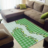 Green Hawaii Palaka Area Rug Maile Pikake Honohono Orchid Lei