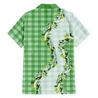 Green Hawaii Palaka Family Matching Puletasi and Hawaiian Shirt Maile Pikake Honohono Orchid Lei LT05 - Polynesian Pride