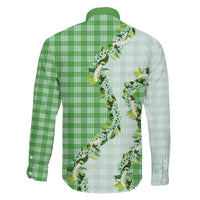 Green Hawaii Palaka Family Matching Short Sleeve Bodycon Dress and Hawaiian Shirt Maile Pikake Honohono Orchid Lei LT05 - Polynesian Pride