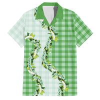 Green Hawaii Palaka Family Matching Summer Maxi Dress and Hawaiian Shirt Maile Pikake Honohono Orchid Lei LT05 Dad's Shirt - Short Sleeve Green - Polynesian Pride