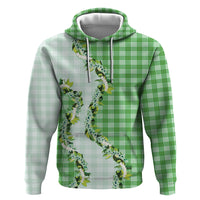 Green Hawaii Palaka Hoodie Maile Pikake Honohono Orchid Lei LT05 Pullover Hoodie Green - Polynesian Pride