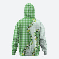 Green Hawaii Palaka Hoodie Maile Pikake Honohono Orchid Lei LT05 - Polynesian Pride