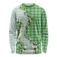 Green Hawaii Palaka Long Sleeve Shirt Maile Pikake Honohono Orchid Lei LT05 Unisex Green - Polynesian Pride