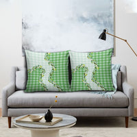 Green Hawaii Palaka Pillow Cover Maile Pikake Honohono Orchid Lei