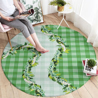 Green Hawaii Palaka Round Carpet Maile Pikake Honohono Orchid Lei