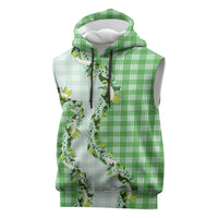 Green Hawaii Palaka Sleeveless Hoodie Maile Pikake Honohono Orchid Lei LT05 Green - Polynesian Pride