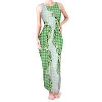 Green Hawaii Palaka Tank Maxi Dress Maile Pikake Honohono Orchid Lei LT05 Women Green - Polynesian Pride