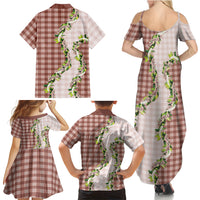 Mocha Hawaii Palaka Family Matching Summer Maxi Dress and Hawaiian Shirt Maile Pikake Honohono Orchid Lei LT05 - Polynesian Pride