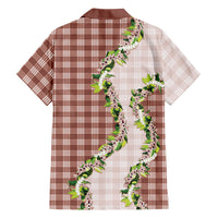 Mocha Hawaii Palaka Hawaiian Shirt Maile Pikake Honohono Orchid Lei LT05 - Polynesian Pride