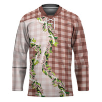 Mocha Hawaii Palaka Hockey Jersey Maile Pikake Honohono Orchid Lei LT05 Unisex Mocha - Polynesian Pride