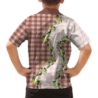 Mocha Hawaii Palaka Kid Hawaiian Shirt Maile Pikake Honohono Orchid Lei LT05 - Polynesian Pride