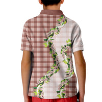 Mocha Hawaii Palaka Kid Polo Shirt Maile Pikake Honohono Orchid Lei LT05 - Polynesian Pride