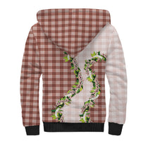 Mocha Hawaii Palaka Sherpa Hoodie Maile Pikake Honohono Orchid Lei LT05 - Polynesian Pride