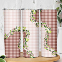 Mocha Hawaii Palaka Skinny Tumbler Maile Pikake Honohono Orchid Lei LT05 - Polynesian Pride
