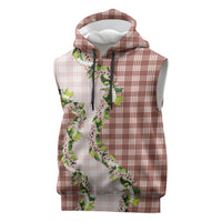 Mocha Hawaii Palaka Sleeveless Hoodie Maile Pikake Honohono Orchid Lei LT05 Mocha - Polynesian Pride