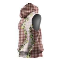 Mocha Hawaii Palaka Sleeveless Hoodie Maile Pikake Honohono Orchid Lei LT05 - Polynesian Pride