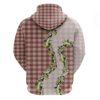 Mocha Hawaii Palaka Zip Hoodie Maile Pikake Honohono Orchid Lei LT05 - Polynesian Pride