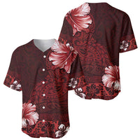 Hawaii Hibiscus With Oxblood Polynesian Pattern Baseball Jersey LT05 - Polynesian Pride