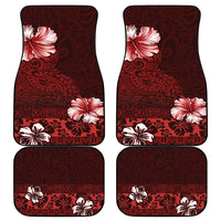 Hawaii Hibiscus With Oxblood Polynesian Pattern Car Mats