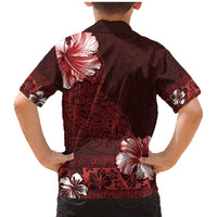 Hawaii Hibiscus With Oxblood Polynesian Pattern Family Matching Mermaid Dress and Hawaiian Shirt LT05 - Polynesian Pride