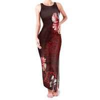 Hawaii Hibiscus With Oxblood Polynesian Pattern Family Matching Tank Maxi Dress and Hawaiian Shirt LT05 Mom's Dress Red - Polynesian Pride