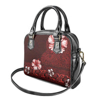 Hawaii Hibiscus With Oxblood Polynesian Pattern Shoulder Handbag LT05 - Polynesian Pride