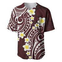 Plumeria With Oxblood Polynesian Tattoo Pattern Baseball Jersey LT05 Red - Polynesian Pride
