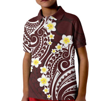 Plumeria With Oxblood Polynesian Tattoo Pattern Kid Polo Shirt LT05 Kid Red - Polynesian Pride