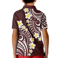 Plumeria With Oxblood Polynesian Tattoo Pattern Kid Polo Shirt LT05 - Polynesian Pride