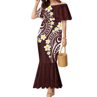 Plumeria With Oxblood Polynesian Tattoo Pattern Mermaid Dress LT05 Women Red - Polynesian Pride