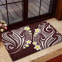 Plumeria With Oxblood Polynesian Tattoo Pattern Rubber Doormat LT05 - Polynesian Pride