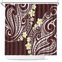 Plumeria With Oxblood Polynesian Tattoo Pattern Shower Curtain LT05 Red - Polynesian Pride