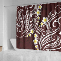 Plumeria With Oxblood Polynesian Tattoo Pattern Shower Curtain LT05 - Polynesian Pride