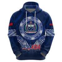 Samoa Rugby Hoodie World Cup 2023 Coat Of Arms With Polynesian Pattern LT05 - Polynesian Pride
