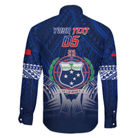 Custom Samoa Rugby Family Matching Off Shoulder Maxi Dress and Hawaiian Shirt World Cup 2023 Coat Of Arms With Polynesian Pattern LT05 - Polynesian Pride